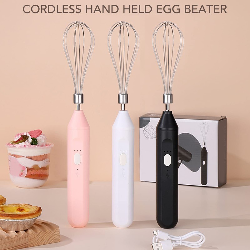 Egg Beater, Cordless Hand Mixer 3 Speeds for Home Baking (Black) gallery