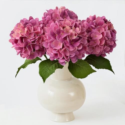 Hydrangea Artificial Flowers 4PCS 19.6 inch Silk Real Touch Latex Magenta gallery