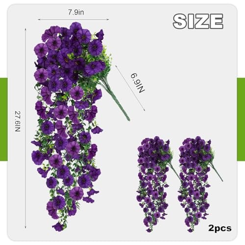 Fake Artificial Hanging Morning Glory Flowers for Outdoor Planters Dark Purple gallery