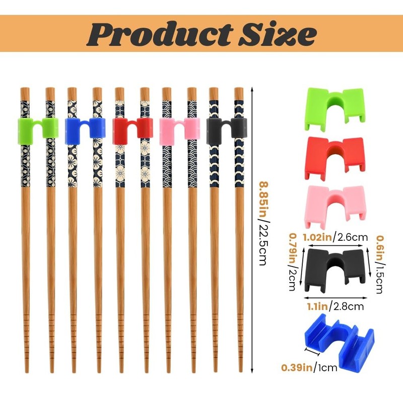 5Pairs Reusable Training Chopsticks and Trainers for Beginners, Japanese Wood... gallery
