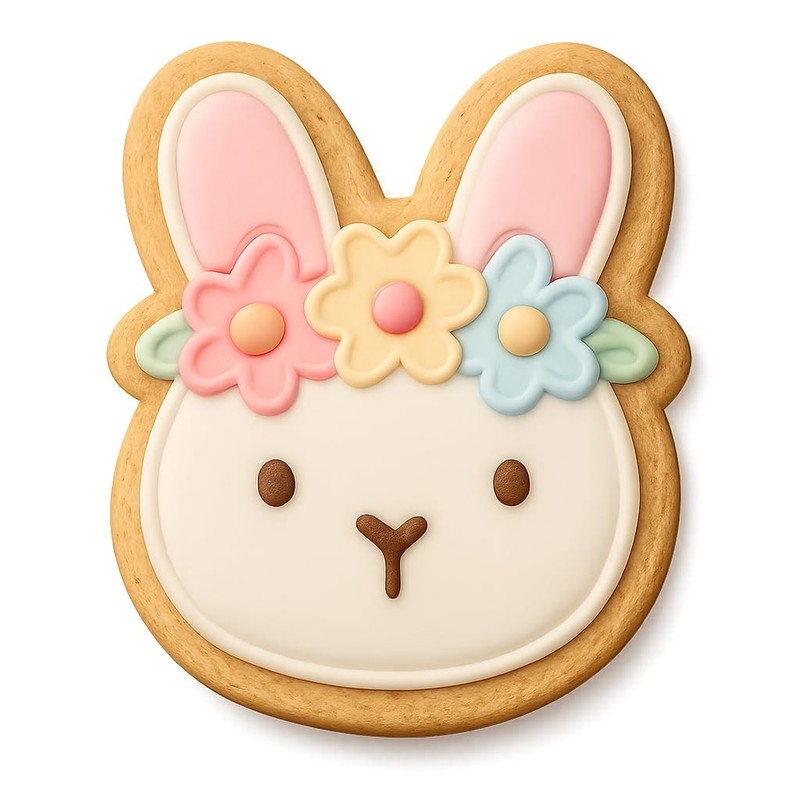 Floral Crown Bunny Portrait Cookie Cutter & Stamp - 4x3.2 gallery