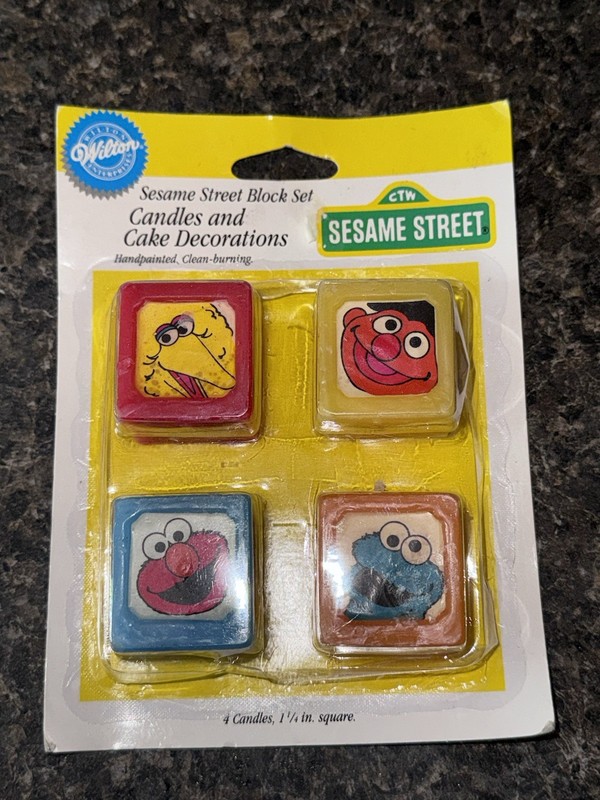 Vintage 1994 Sesame Street Wilton Block Cake Candles 4-Pack, Sealed gallery