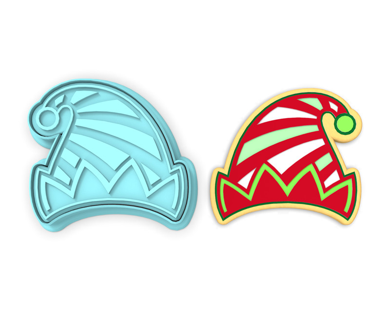 Elf Hat Cookie Cutter & Stamp #1 | Elves North Pole Santa Christmas Xmas Helper