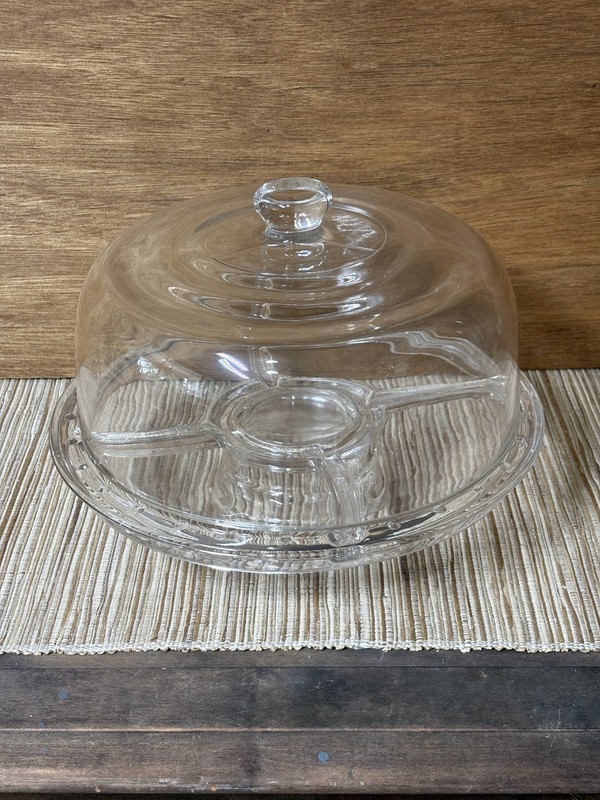 4 in 1 Footed Cake Stand/Punch Bowl/Serving Tray/Chip n Dip/Dome.