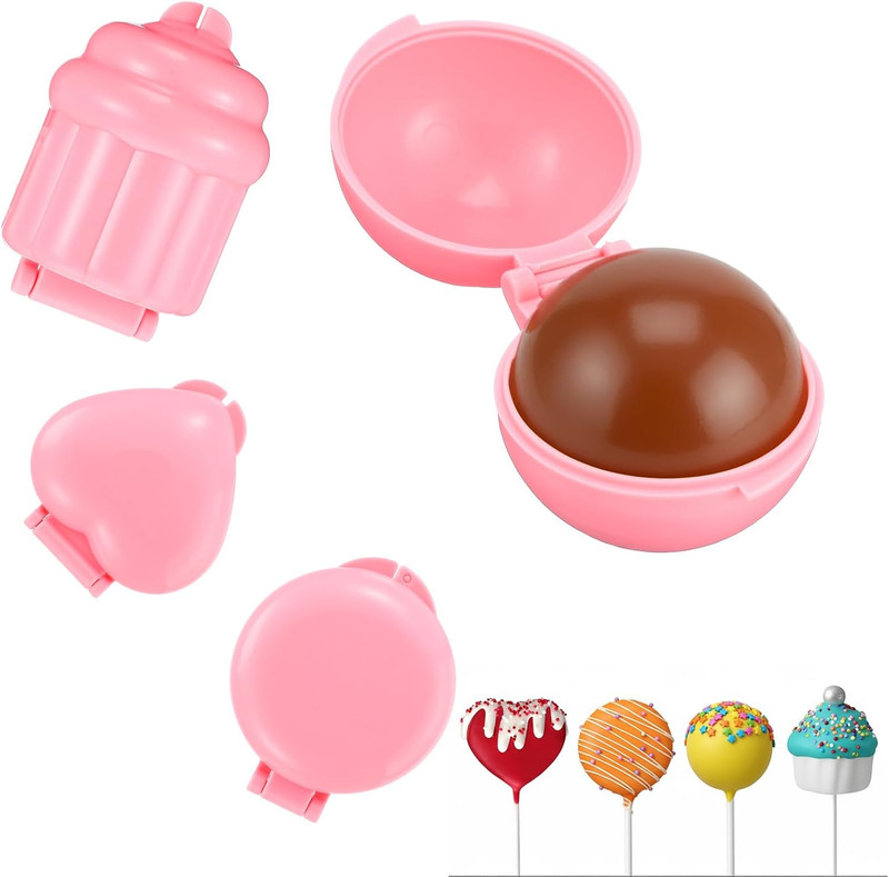 4Pcs Cake Pop Mold Shapes Press Set 4 Shapes 3D Printed Sphere Heart round Cupca gallery