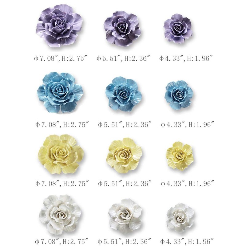 Alycaso Rose Ceramic Flower Wall Dcor Artificial 3D Flower Wall Art For Living gallery