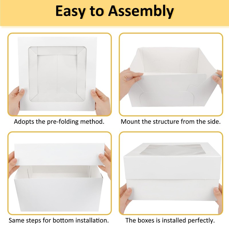 15 PCS 12x12x6 Inch Cake Boxes With Window White Bakery Dessert Container gallery