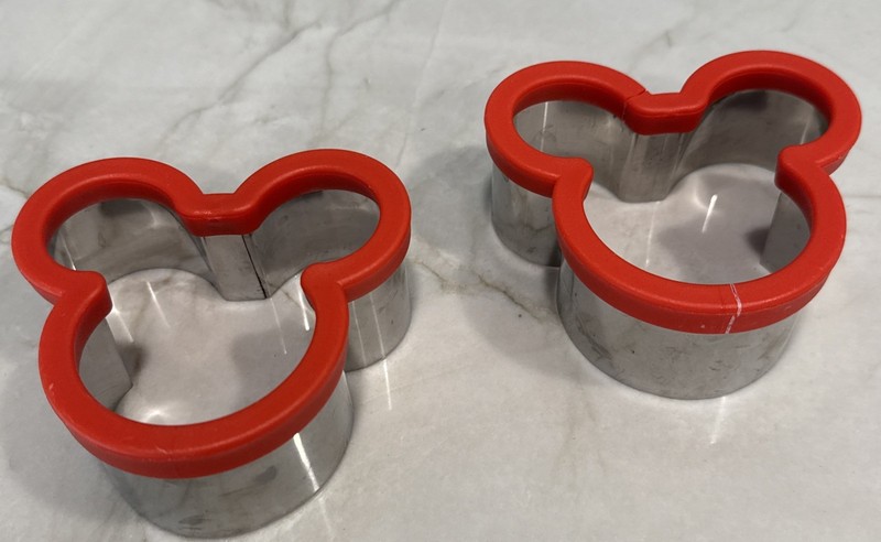 Lot of 2 Mickey Mouse Stainless Steel Sandwiches Cutter & Plastic Cookie Cutter