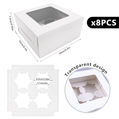 MUMULULU PCS White Paper Cupcake Boxes with 4 Cavity Cookie Gift Boxes with 14 gallery