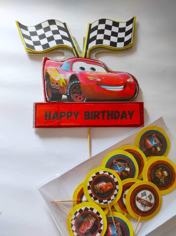 Disney Cars Cake Topper & 12Cupcake toppers Kids Birthday Party Decorations gallery