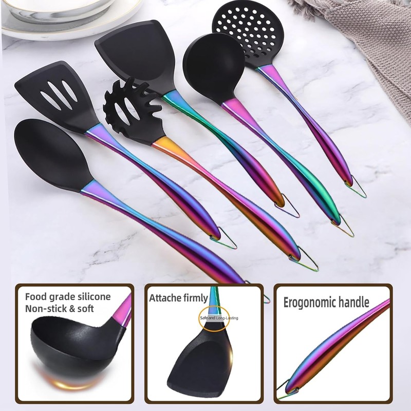 Kitchen Utensils Set, Lar Non-sti Silicone Cooking Utensils Set 6 Pcs gallery