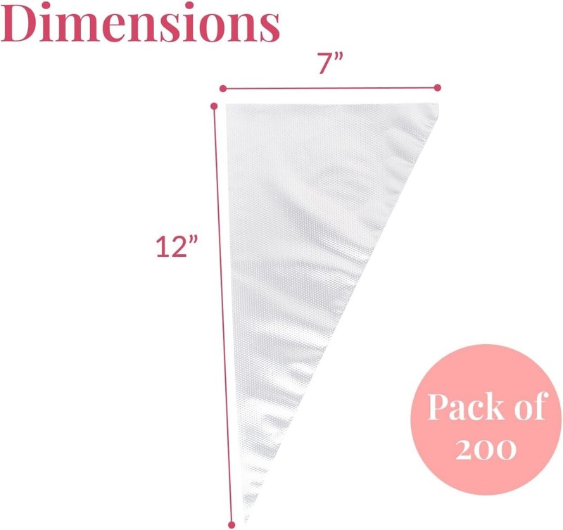 Set of 200 - Anti Burst Piping Bags 12 Inch - Tipless Icing Bags - Durable Fr... gallery