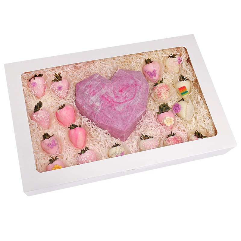 30 PCS 17x11x2.5 Inch White Cookie Boxes Window Large AutoPopup Bakery
