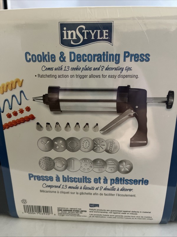 InStyle Stainless Steel Cookie Press Decorating Set 22pc w/ 13 Discs 8 Tips New” gallery