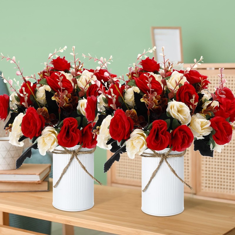 Domensi 12 Sets Wedding Centerpiece For Table Artificial Rose Vase Fake gallery