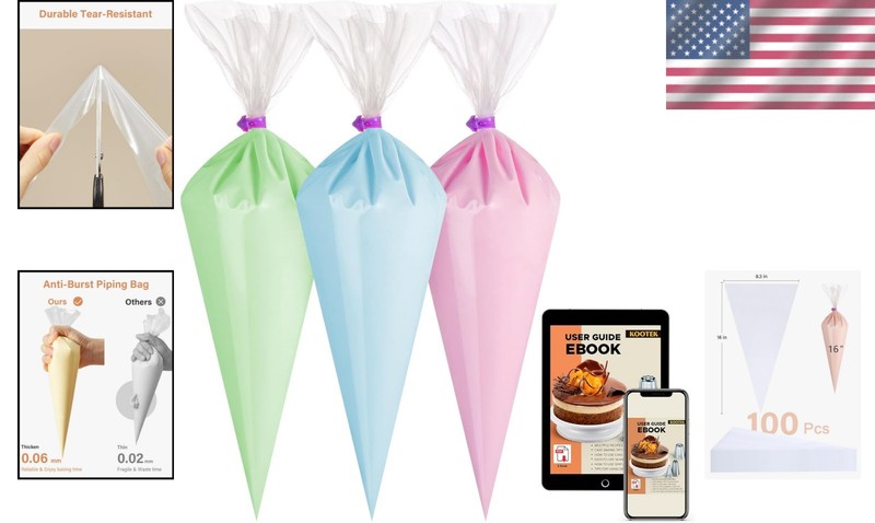 16-Inch Anti-Burst Disposable Pastry Bags - 100 Count for Baking Magic gallery