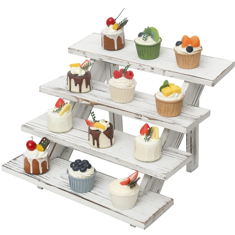 Wooden Rustic Cupcake Stand For 24 Cupcakes Stepped Wood Display Stand For Weddi