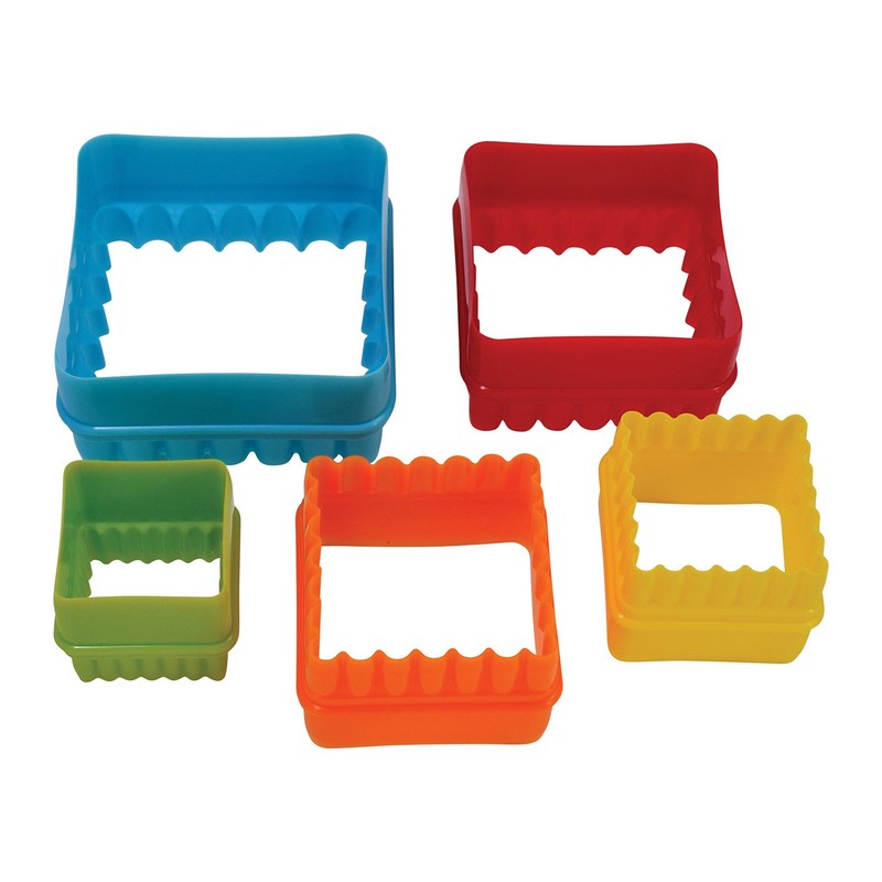 R&M International Square Cookie and Biscuit Cutters, Assorted Sizes, 5-Piece Set gallery