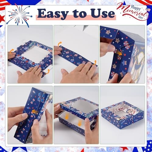 FCKLVMC 12 Pcs 7 X 7 In 4th Of July Treat Boxes with Window, Fourth Of July gallery