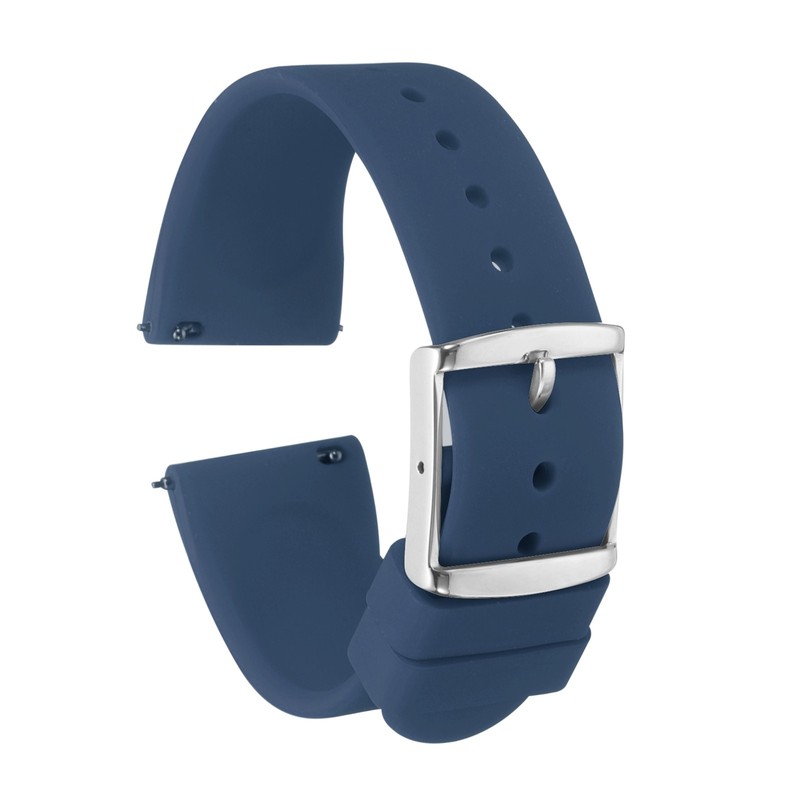 22mm Silicone Watch Strap with Silver Clasp, for Band, Dark Blue