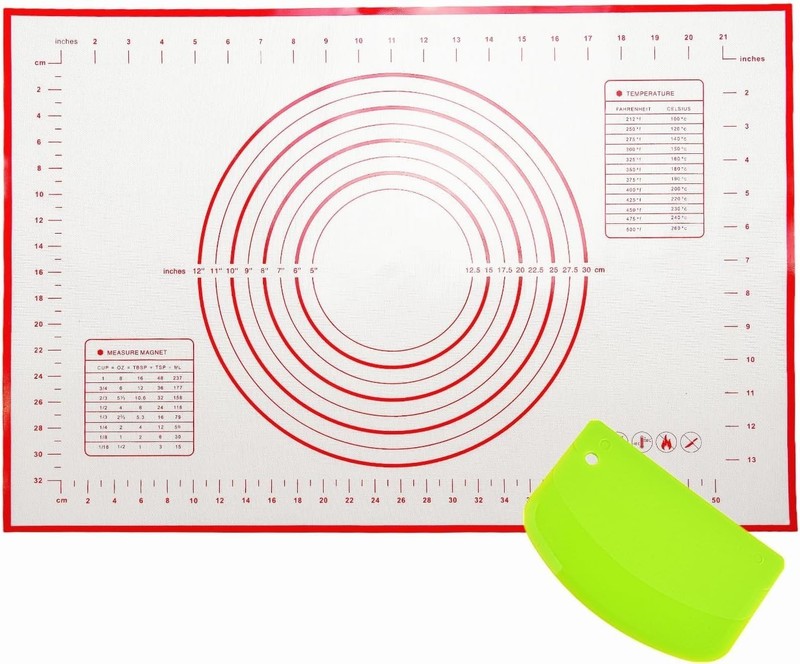 Large 24″ x 16″ Silicone Baking Mat Non-Slip Pastry & Dough Mat W/ Dough scraper