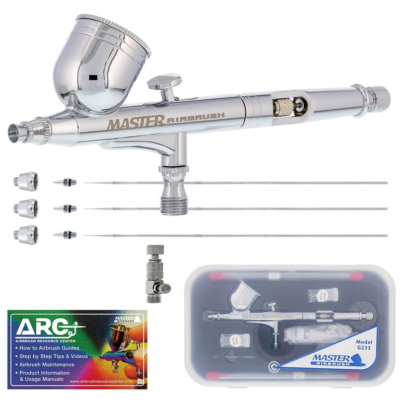 Master Airbrush G233 Performance Pro Kit with 3 Without Hose, silver