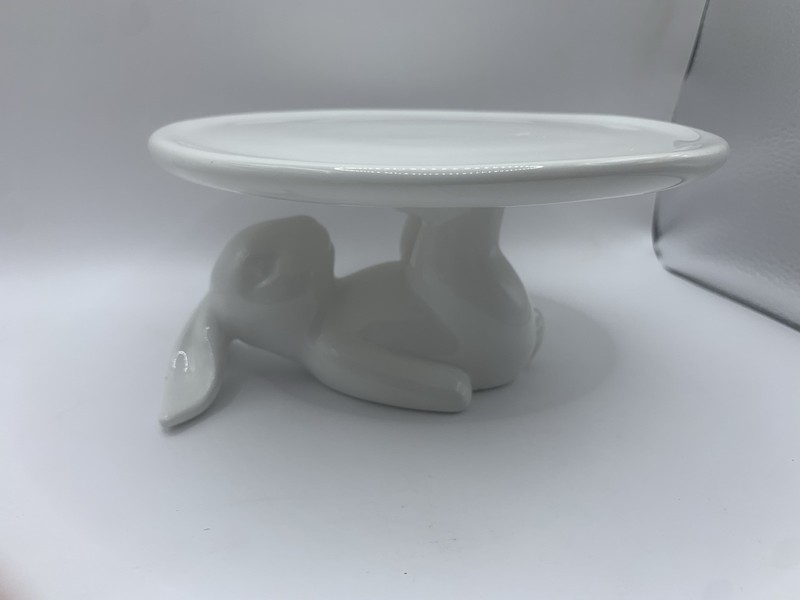 Bunny Cupcake Stand Ceramic Dessert Plate Cupcakes 🧁 6.5 x 6.5 x3 ST