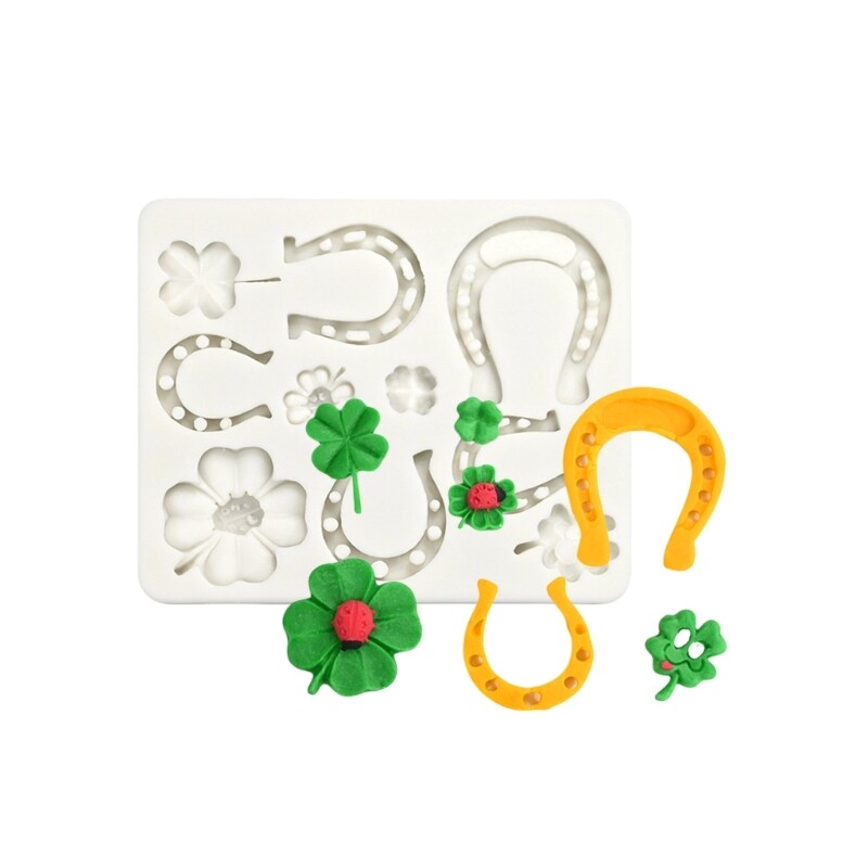 Easy to Use Silicone Chocolate Mould with Clovers Horseshoes Designs for Baking