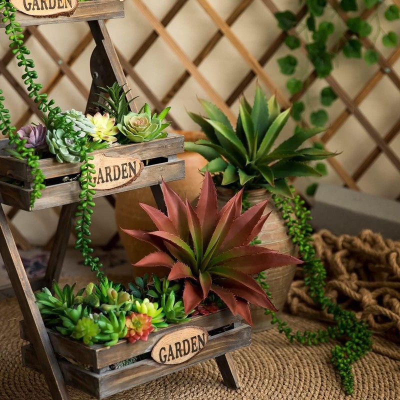 JUSTOYOU Large Artificial Succulents Aloe Plants Real Touch Fake Large, Red gallery