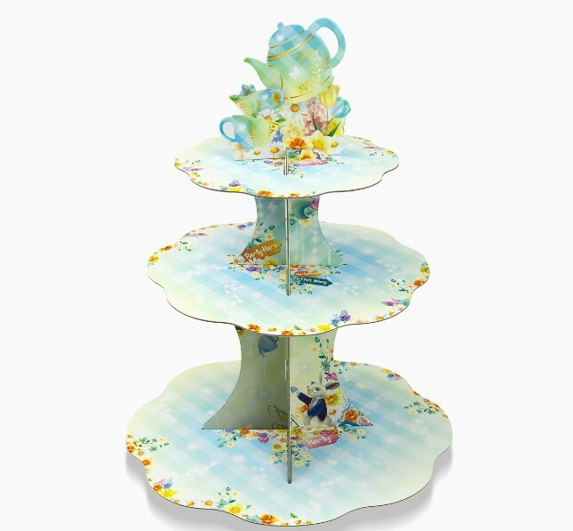 Tea Party Floral Cupcake Stand Alice in Wonderland Easter Spring Flower 🌼 Party