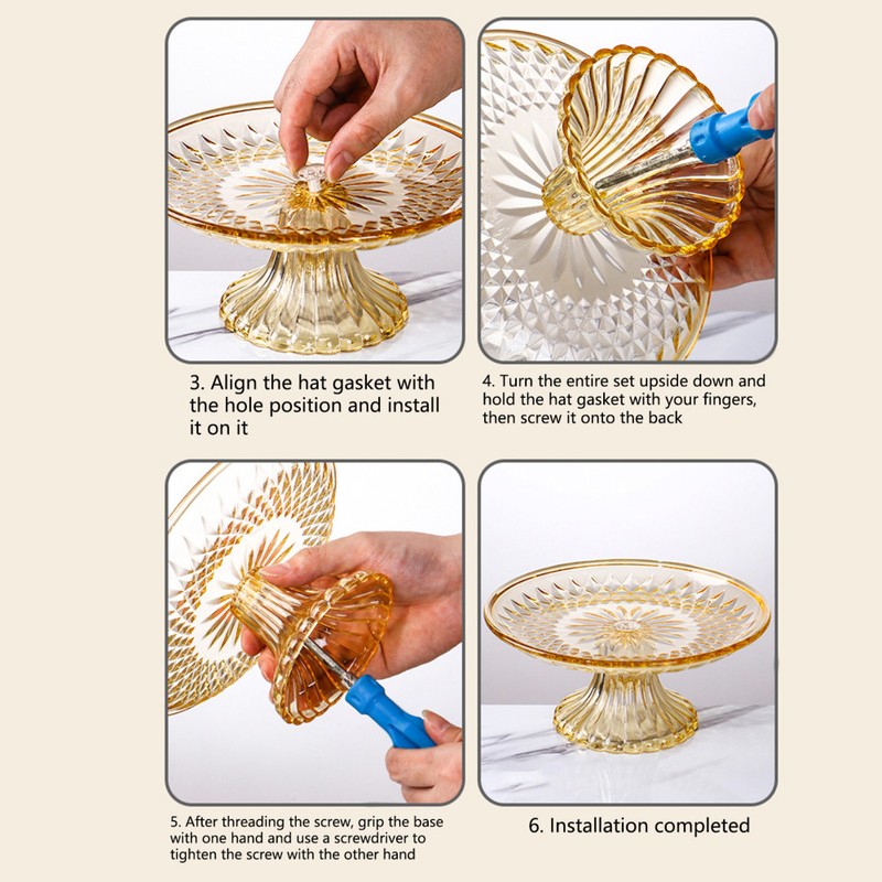 Round Cake Stand Serving Tray Food Grade Safe Serving Plates for Cake Dessert gallery