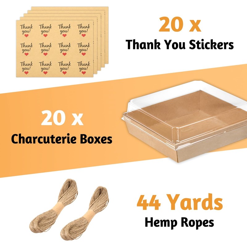 7 x 7 Inch Large Charcuterie Boxes with Clear Lids, 20 Pack Disposable Square... gallery
