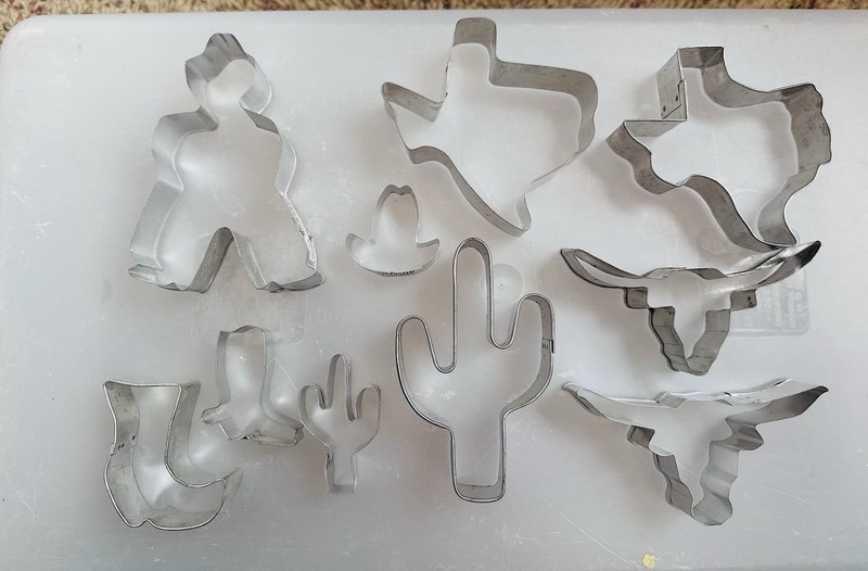 10 Metal Baking Cookie Cutters Modern Cowboy Texas Cactus Boots Hat Western