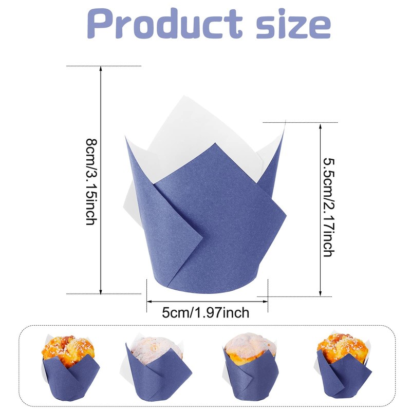 Jutom 200 Pack Tulip 2 inches (diameter) x 3.1 (height), Dark Blue gallery