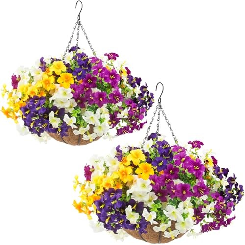 Set Artificial Outdoor Flowers with Hanging 2 White,yellow,purple,redviolet gallery