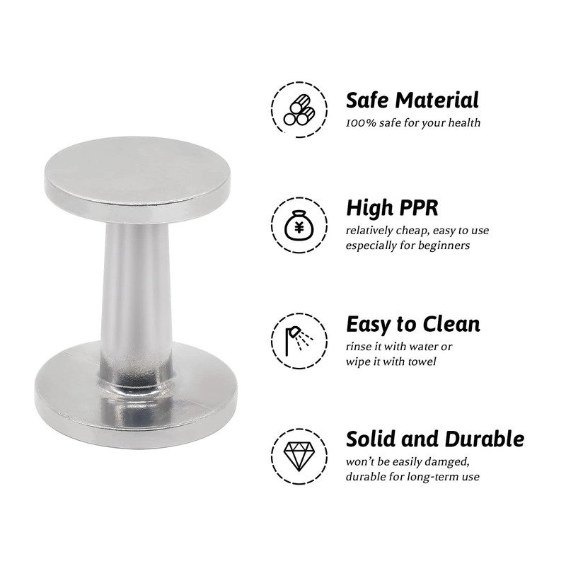 Ezebesta Dual-Sided Espresso Hand Tamper 51mm and 58mm Dual Ended Silver gallery