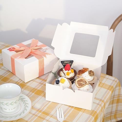 MUMULULU PCS White Paper Cupcake Boxes with 4 Cavity Cookie Gift Boxes with 14 gallery