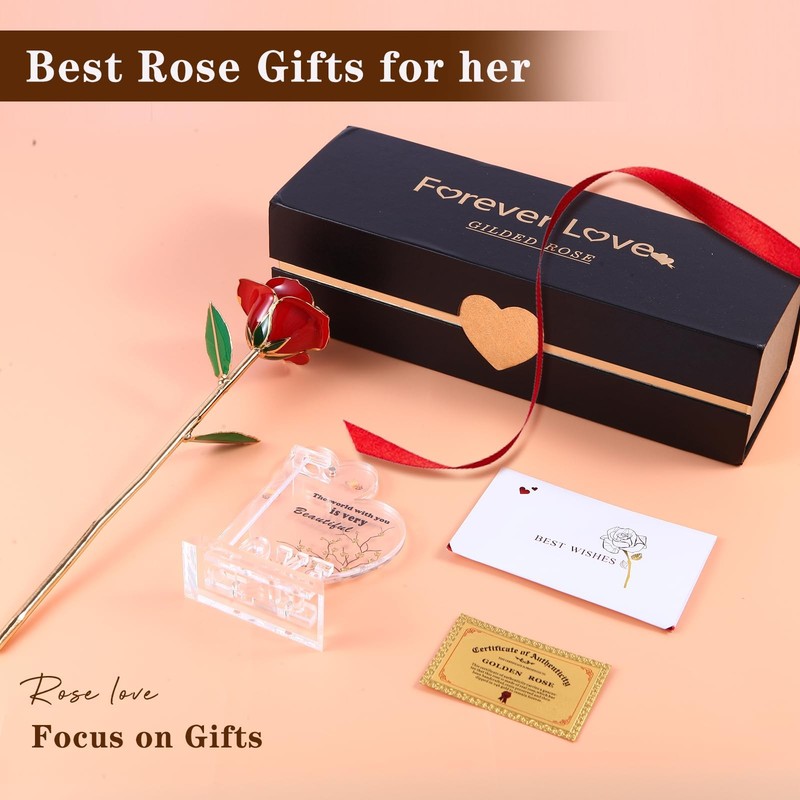 Gaoryt Gold Dipped Rose 24K Gold Rose-Fovever Real Long Stem 24K Golden gallery