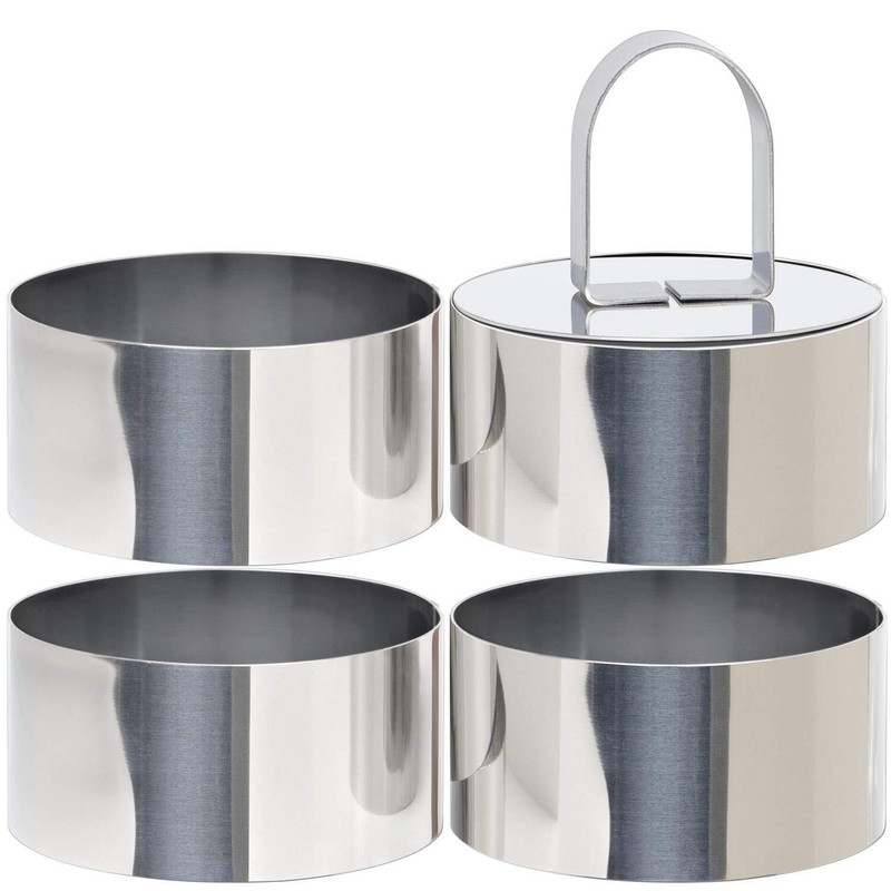 Stainless Steel Cake Ring Molds with Pusher Perfect for Mousse and Tuna Tartare
