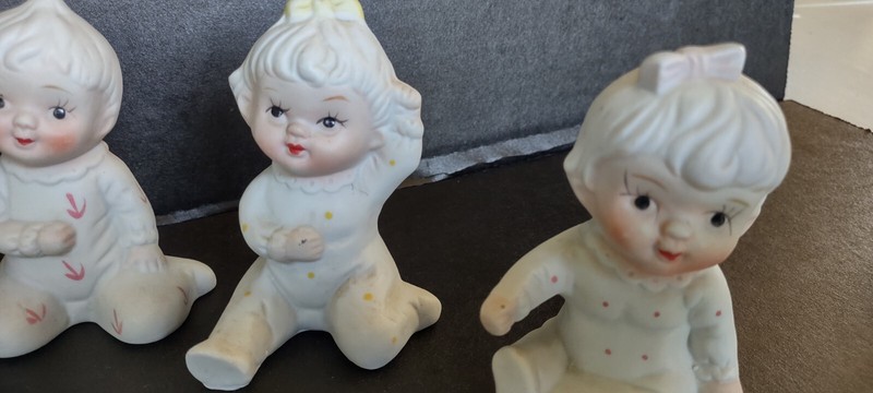 4 Vintage 60s piano babies 2” Miniature Figurines Polka Dots cake decor gallery