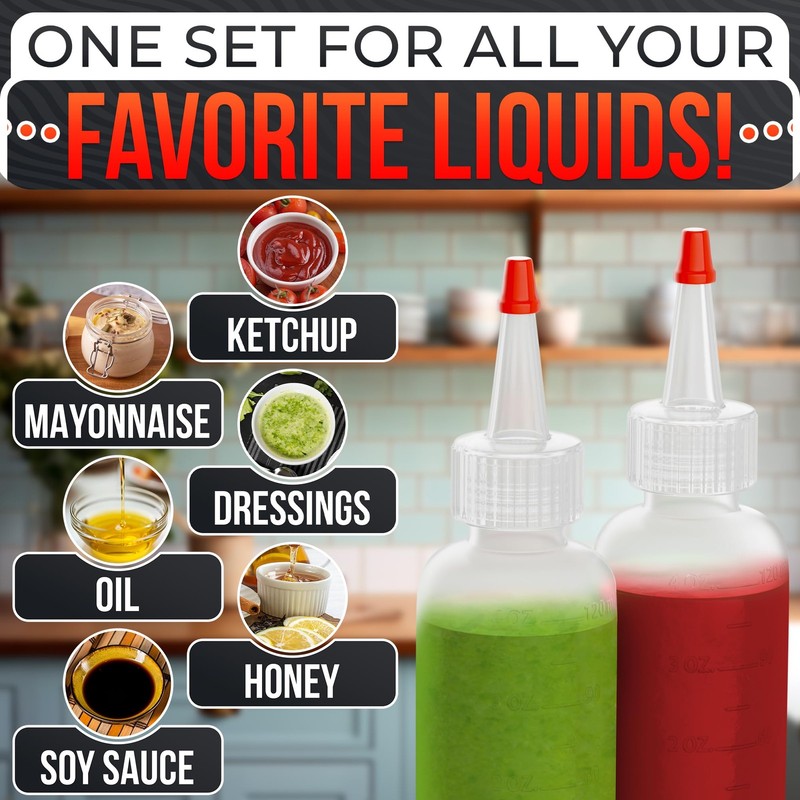 6-Pack Squeeze Bottles for Liquids 4 oz with Scale – No-Mess Dispensing | Clear gallery