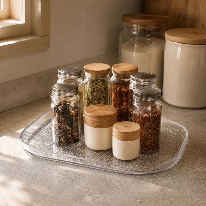 360 Degree Rotating Fridge Tray Easy Reach Clear Refrigerator Organizer Tray gallery