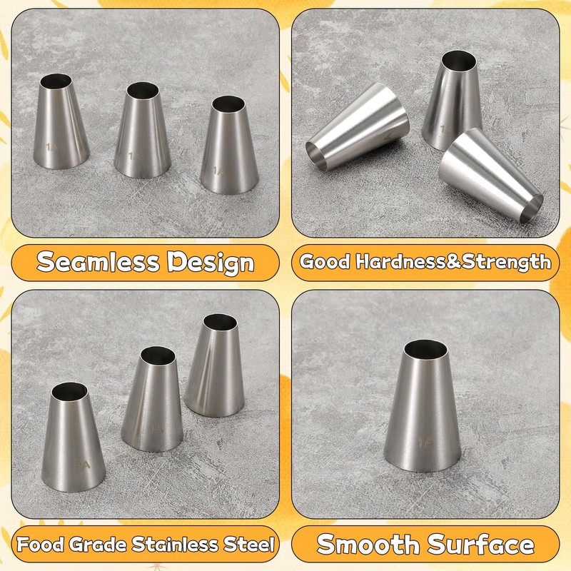 3 PCS 1A Piping Tip Set Large Round Professional Cake Decorating 1/2 Inch gallery