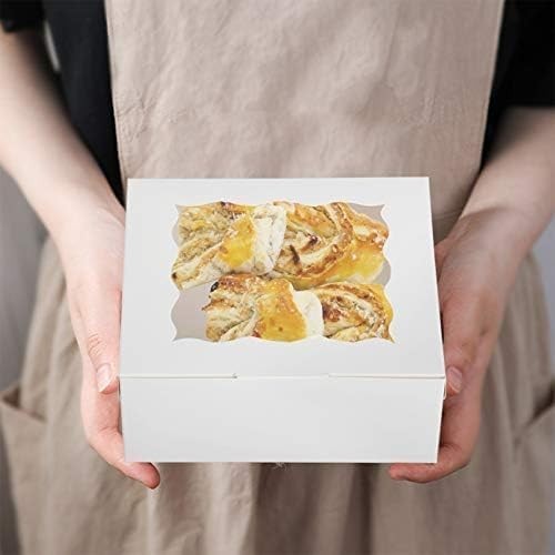 60 Pcs Bakery Boxes with Window, 6 x 6 x 3 Inches, White Cookie & Pastry Boxe... gallery