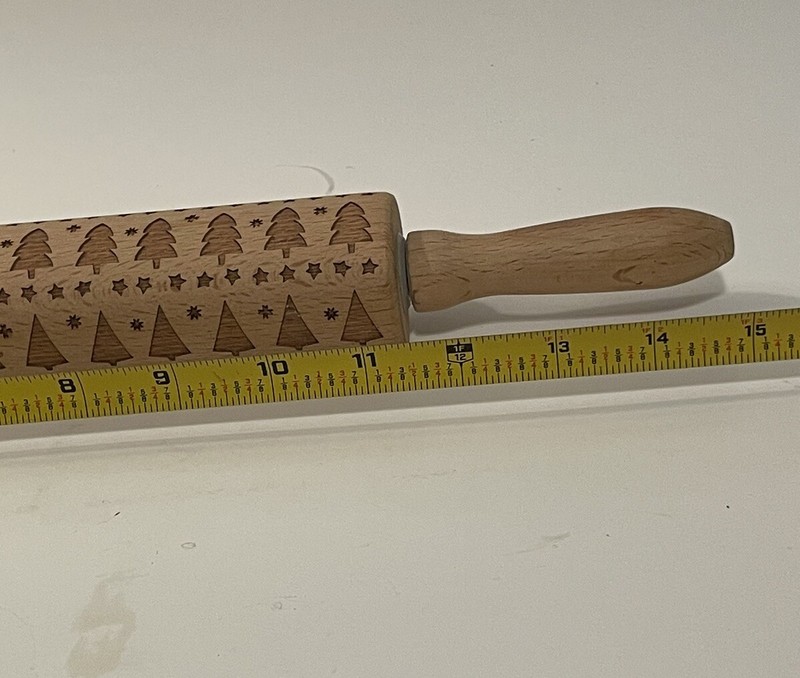 Eddingtons Christmas Tree Etched Rolling Pin Solid Wood, Stars, Trees gallery