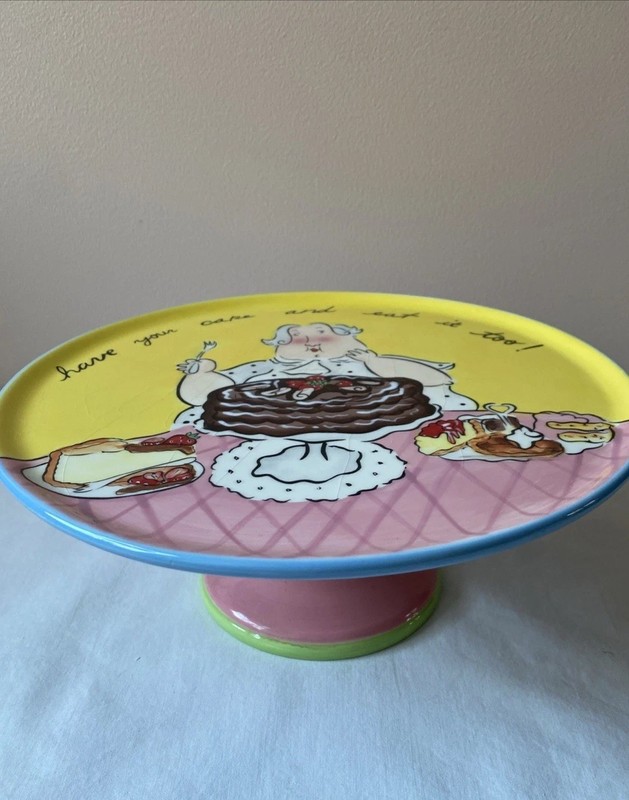 Mud Pie Just Dessert Pedestal 10” Cake Stand "have your cake and eat it too" gallery