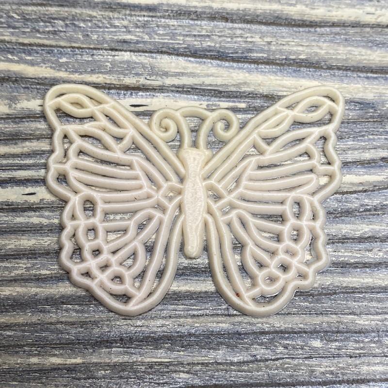 Vintage Cake Cupcake Decor Plastic Flat White Butterfly 1.5”