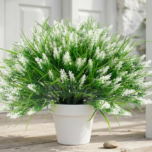 Pcs Artificial Outdoor Flowers Fake Outdoor Plants Monkey Grass with 22 White