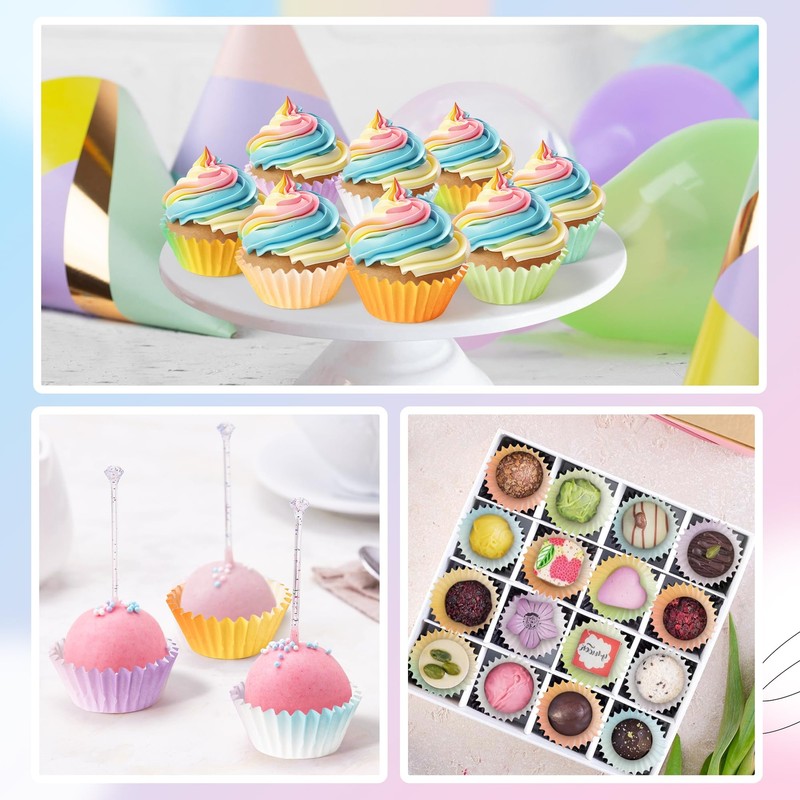600 PCS Mini Gradient Cupcake Liners Orange Blue Green 10 Styles Baby Shower gallery
