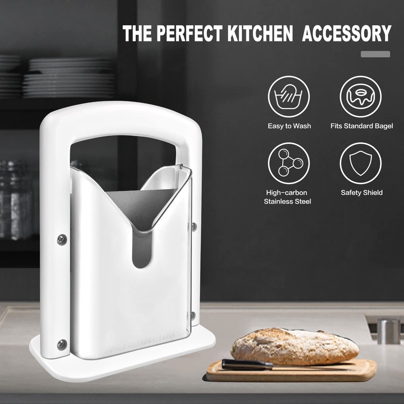 Bagel Slicer,Perfect for Bagels, Safe Grip, Guillotine Cutter, Safety Shield,... gallery